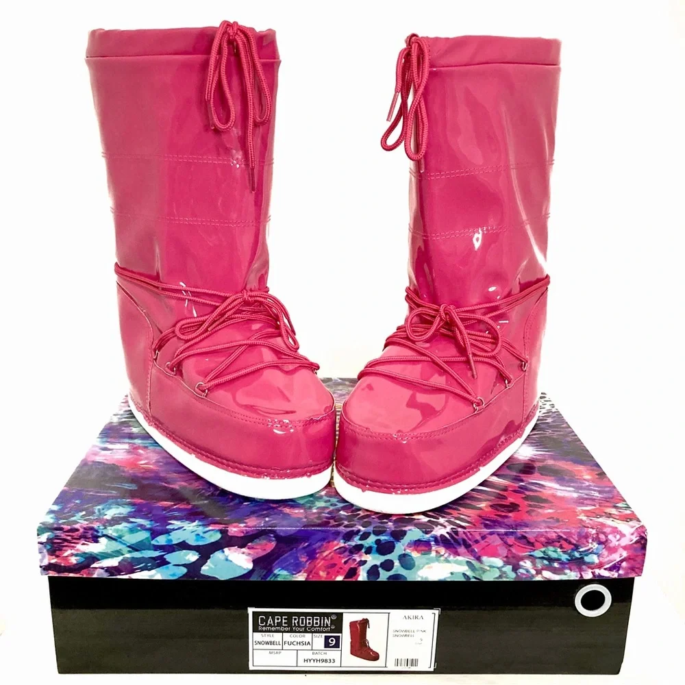 Cape Robbin Pink Snowbell Patent Cold Weather Boots - Size 9 - Picture 3 of 13
